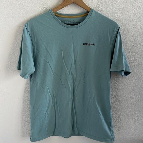 Patagonia 100% Organic Cotton Blue Graphic Tee T-Shirt Regular Fit Small - Picture 1 of 5